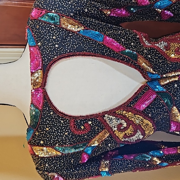 VINTAGE IN VOGUE DRESS MADE IN INDIA 8 BEADED SEQUINS 100% SILK 100% RAYON - Picture 10 of 13